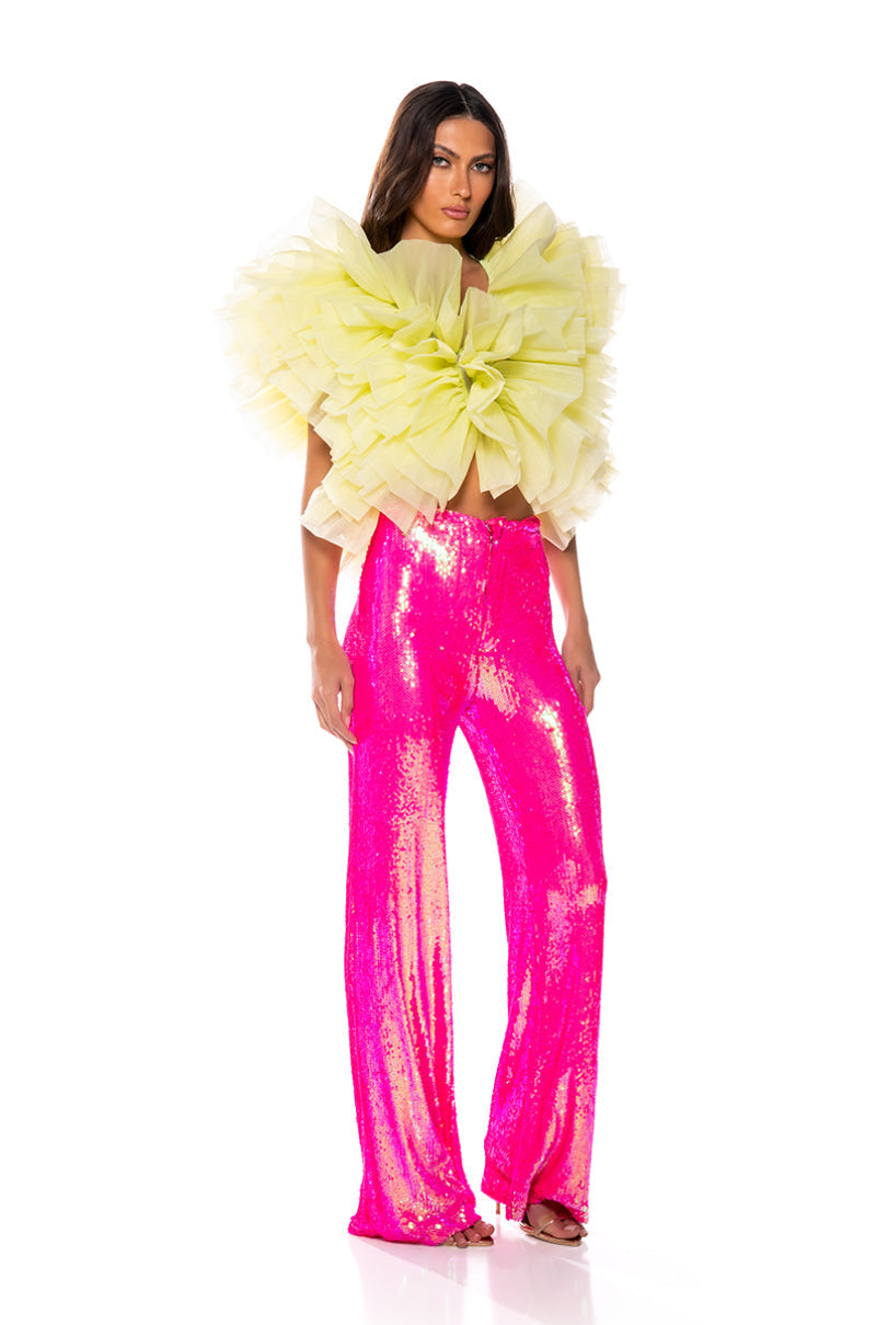 ELENA STATEMENT RUFFLE TOP IN YELLOW