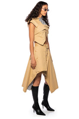 FALL FORWARD CROP SLEEVELESS TRENCH VEST