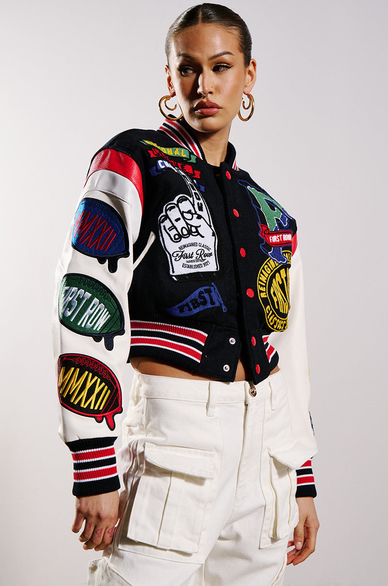 FIRST ROW COLLEGE DROPOUT PATCH BOMBER