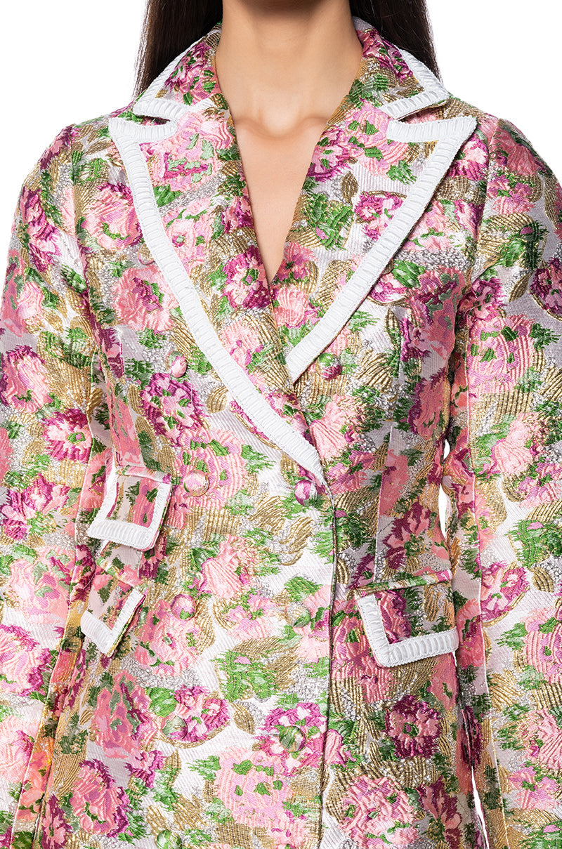 FLORAL DREAMS BROCADE SUIT DRESS