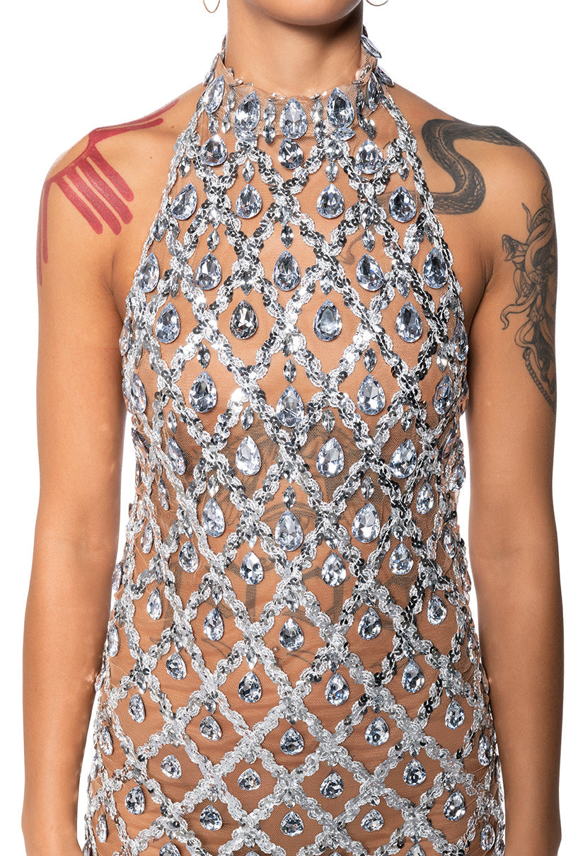 FOR THE LONG RUN EMBELLISHED MINI DRESS