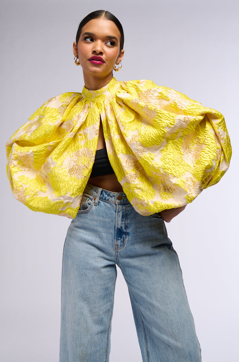 FRANCESCA PUFF SLEEVE MOCK NECK TOP