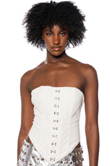FREE SPIRIT STRUCTURED CORSET TOP IN WHITE