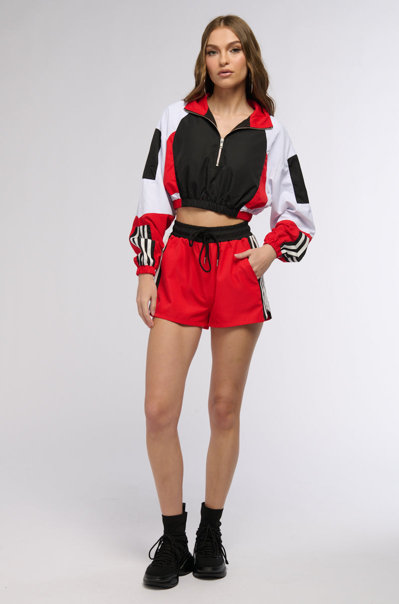 GAME TIME HALF ZIP CROP SWEATSHIRT