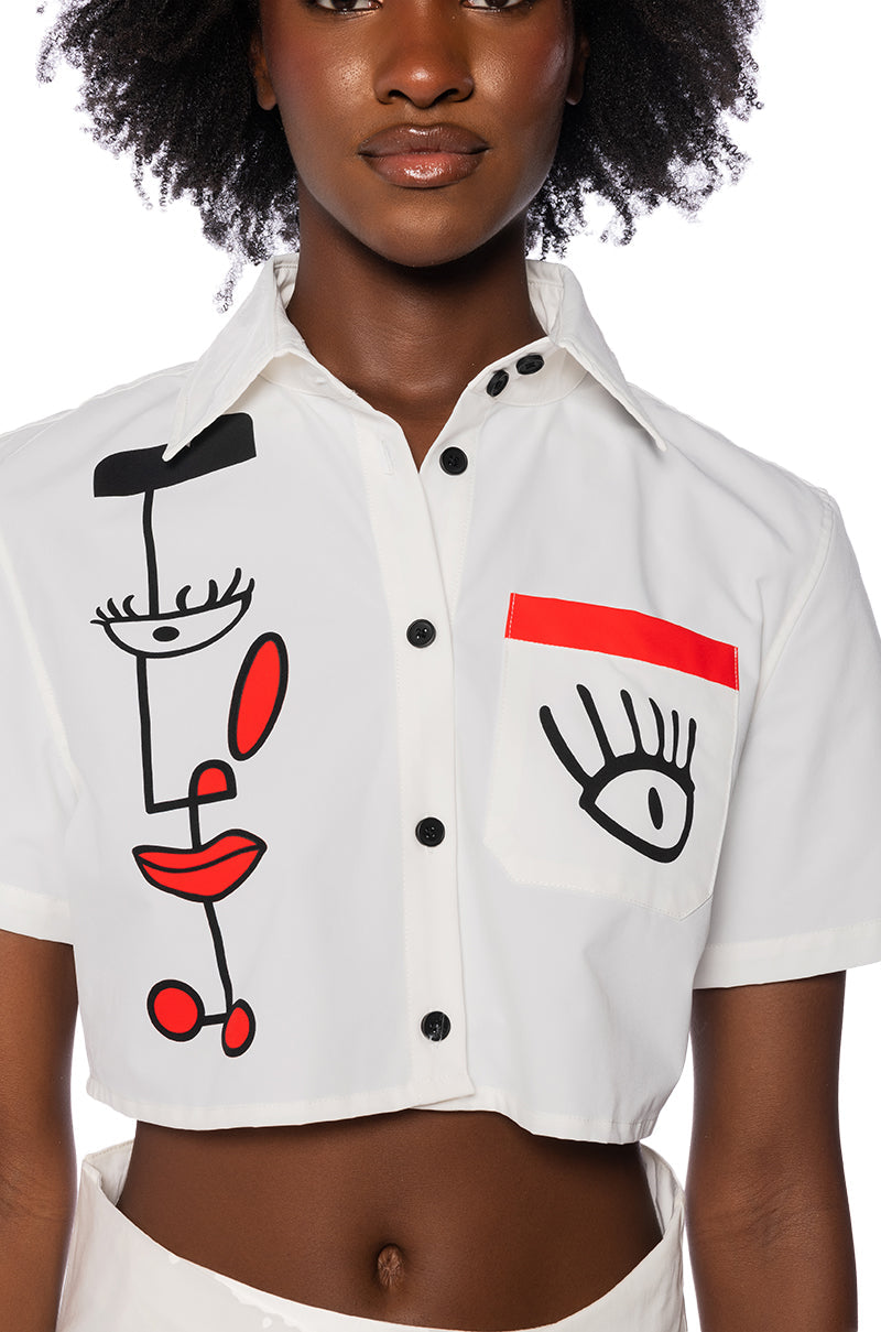 GIVING ATTITUDE PRINTED POPLIN BUTTON DOWN