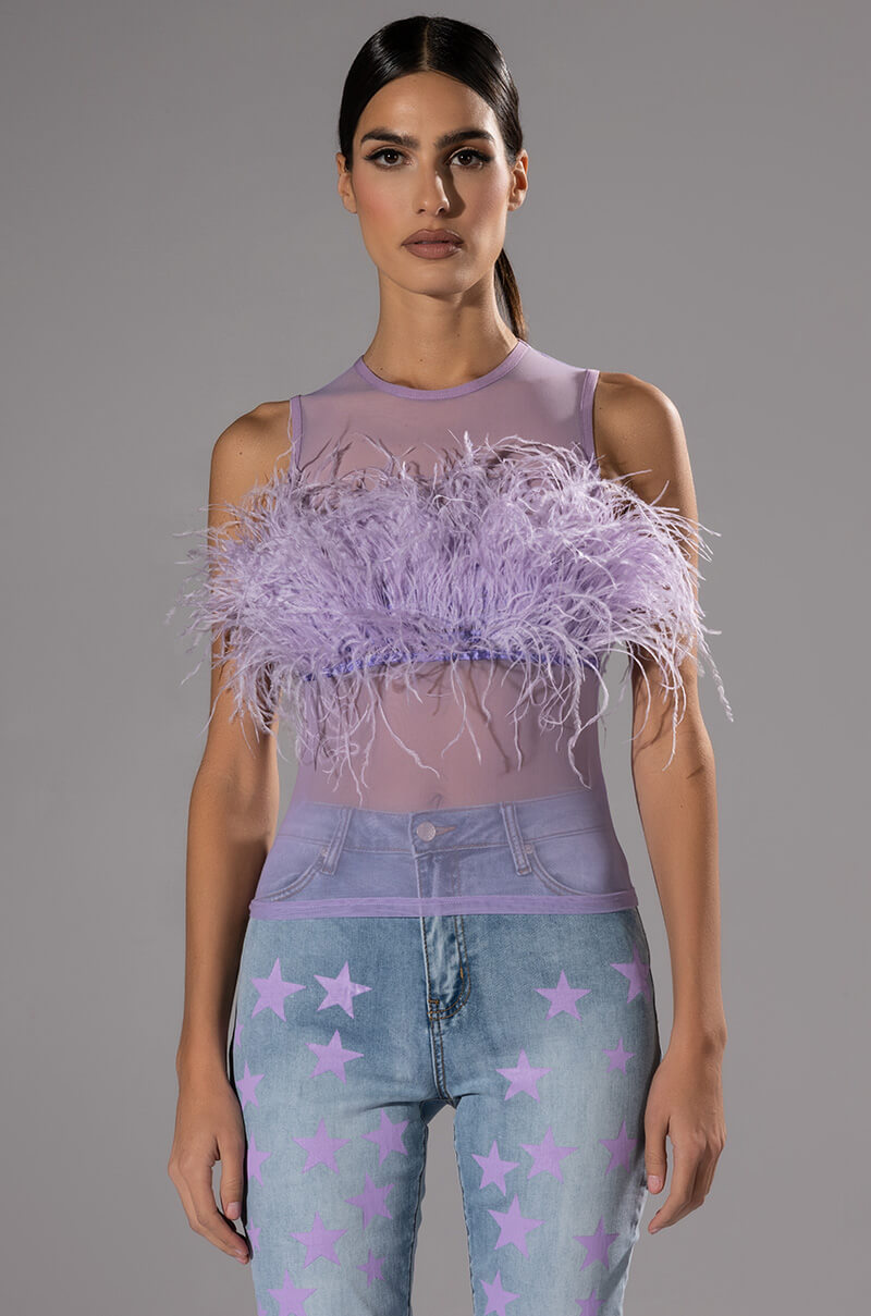 HAPPILY EVER AFTER SLEEVELESS FEATHER TOP
