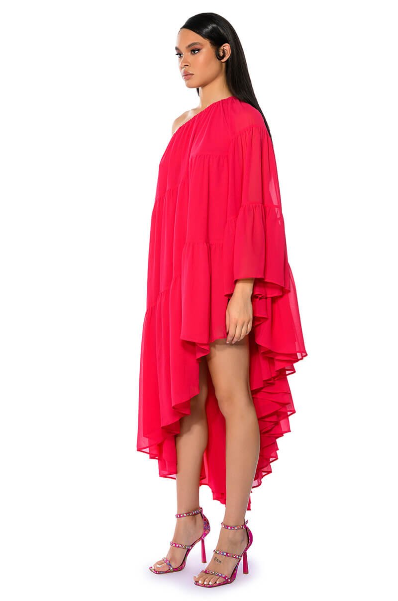 HARLOW ONE SHOULDER ASYMMETRICAL MAXI DRESS
