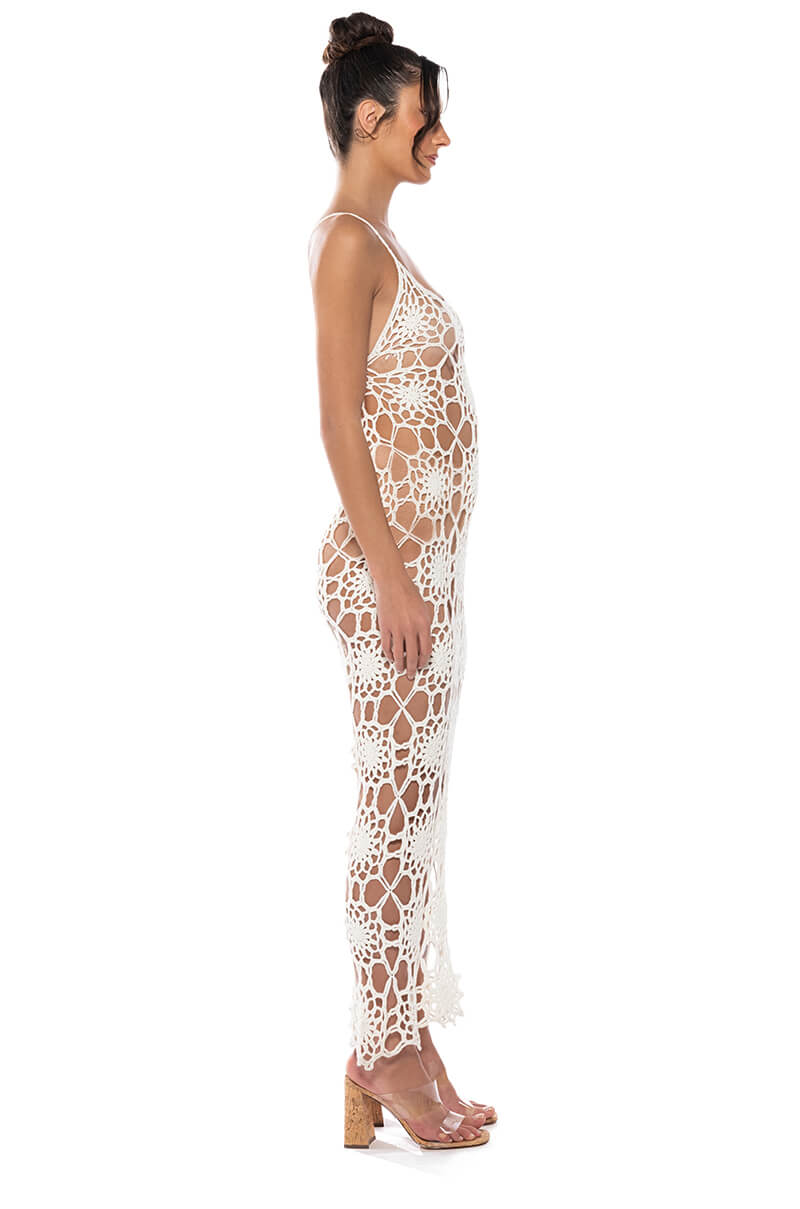 LANA CROCHET HALTER NECK MIDI DRESS