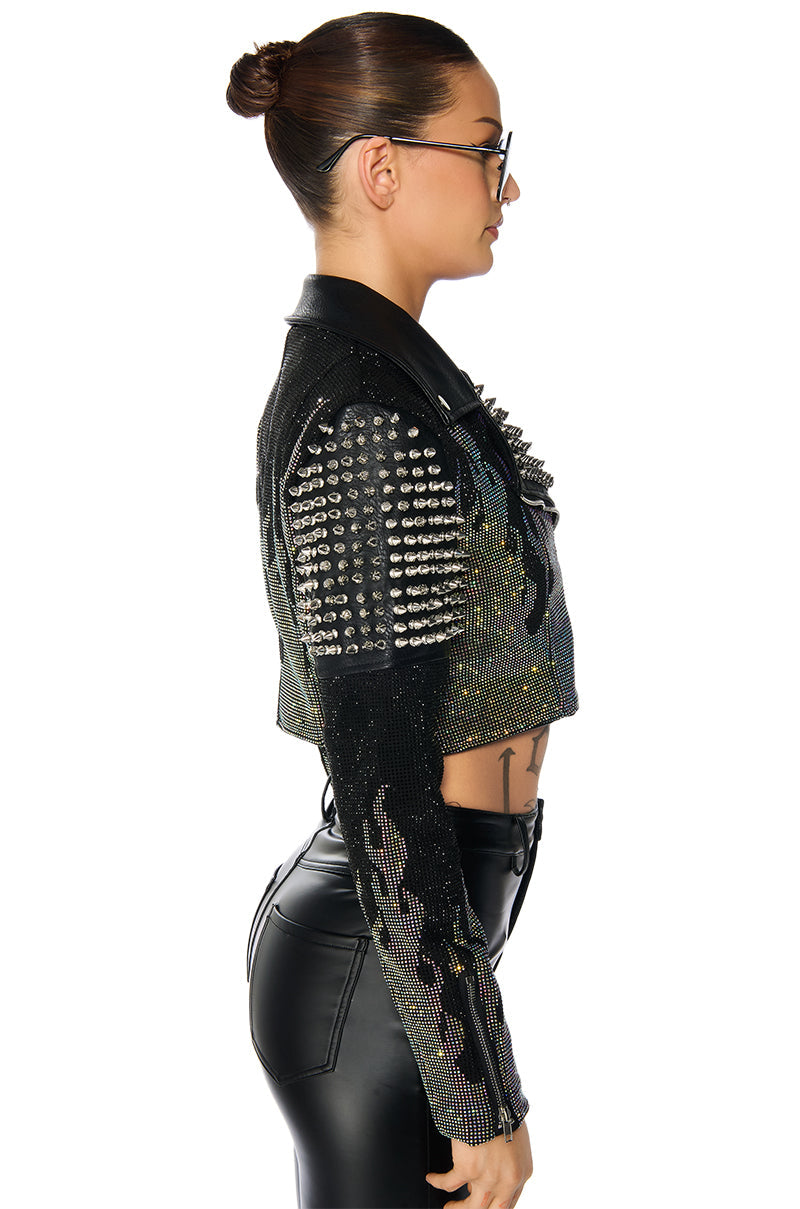HOTFIX FLAME CROP MOTO JACKET