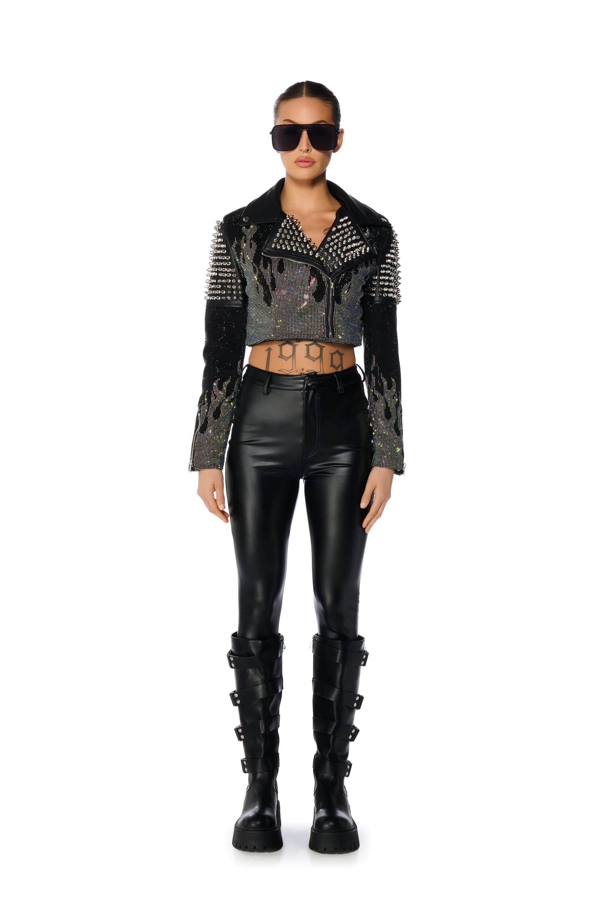 HOTFIX FLAME CROP MOTO JACKET