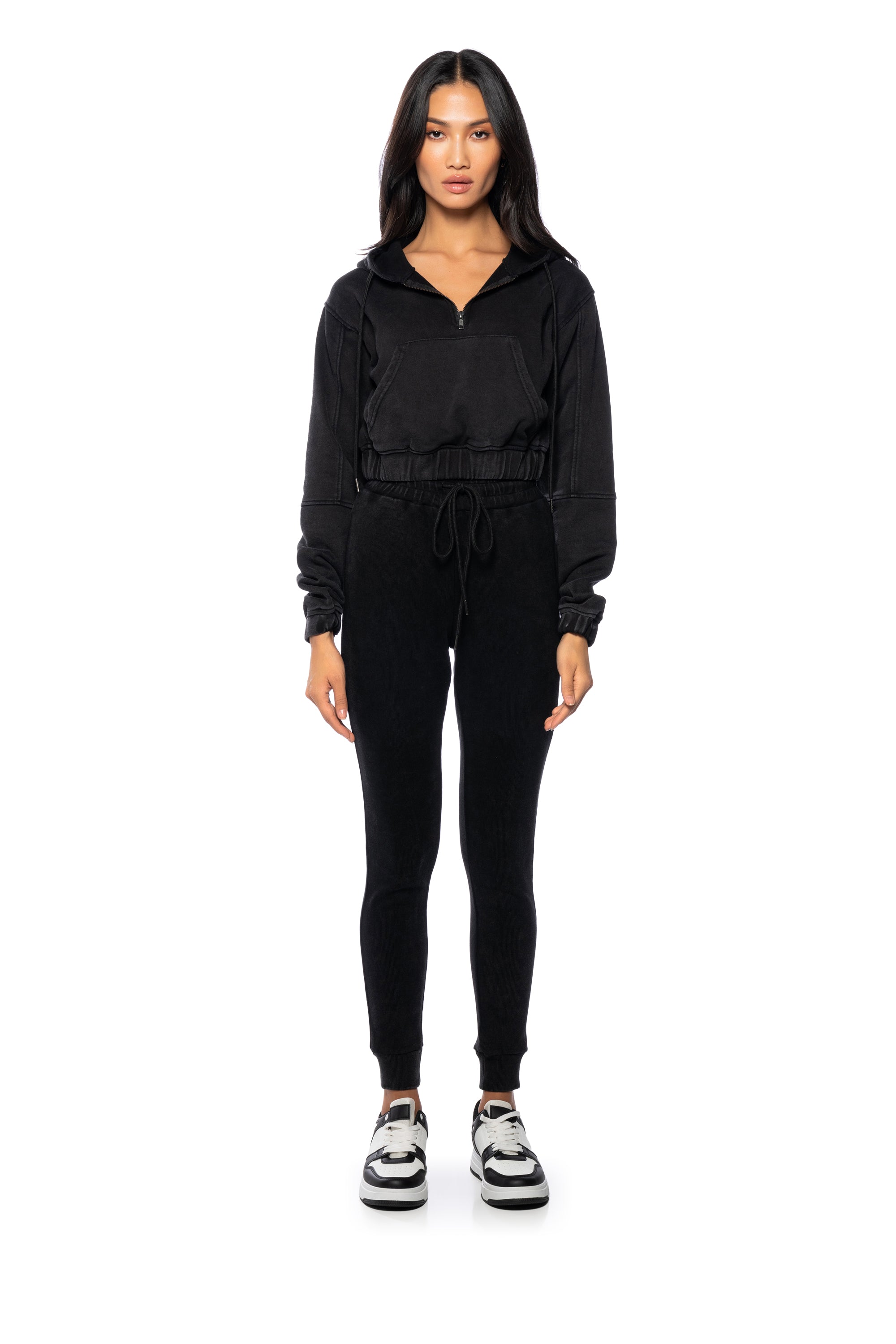 HURRICANE HALF ZIP CROPPED HOODIE