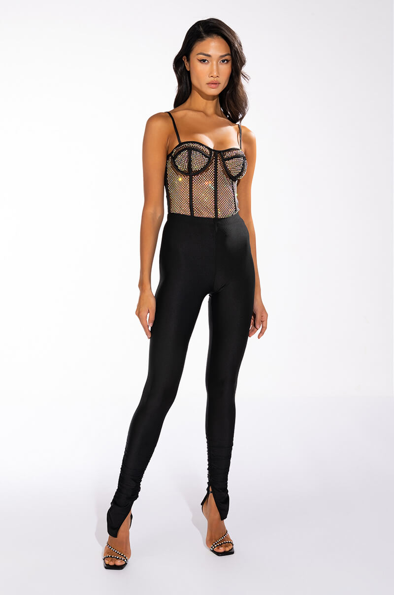 I LIKE THE WAY U MOVE RHINESTONE MESH SLEEVELESS BODYSUIT
