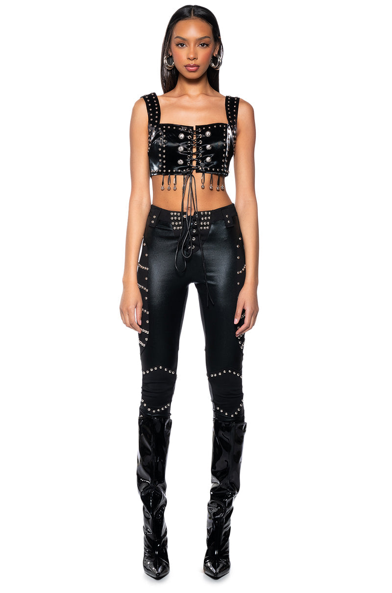 INTRICATE DETAILS SLEEVELESS LACE UP BRALETTE TOP