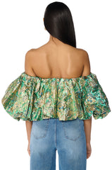 IRIS OFF THE SHOULDER BROCADE BLOUSE