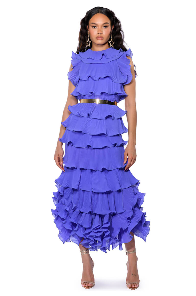 IT'S GIVING FLUTED MAXI DRESS