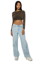 IVY CROPPED MINERAL WASH LONG SLEEVE TEE