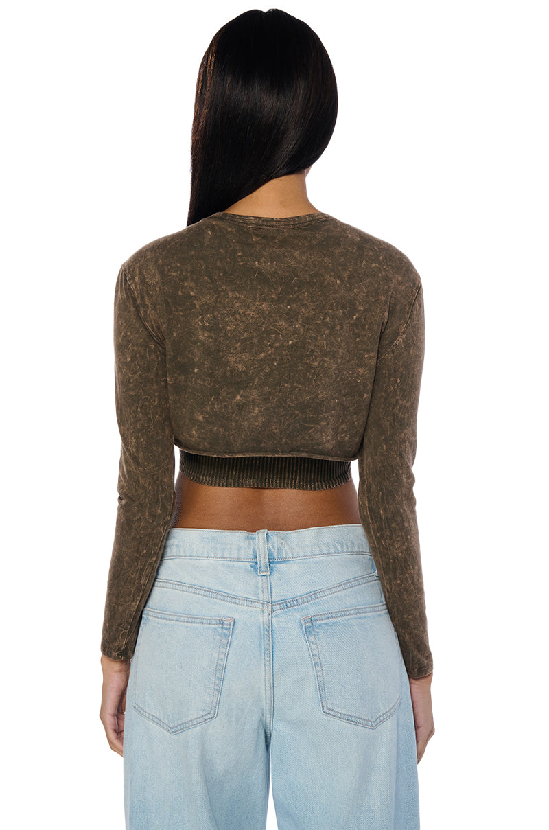 IVY CROPPED MINERAL WASH LONG SLEEVE TEE