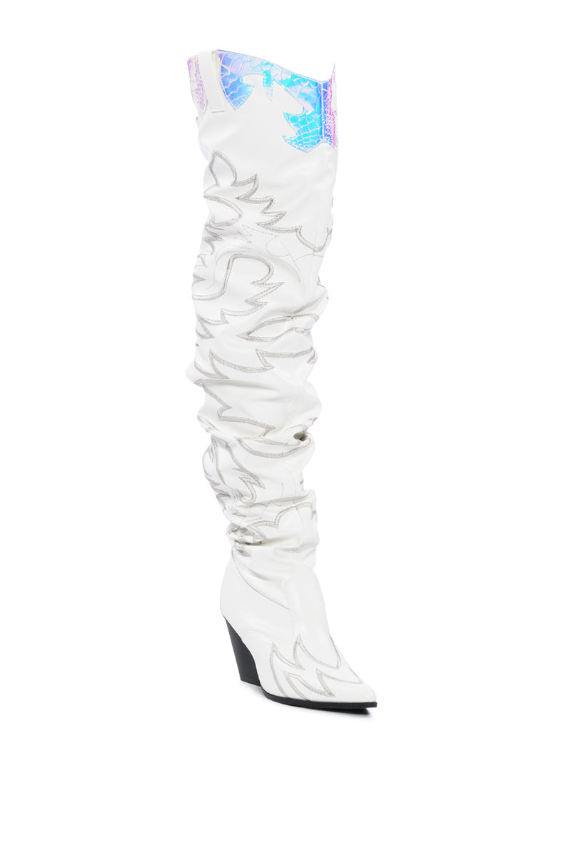KELSEY OVER THE KNEE WESTERN BOOT IN WHITE