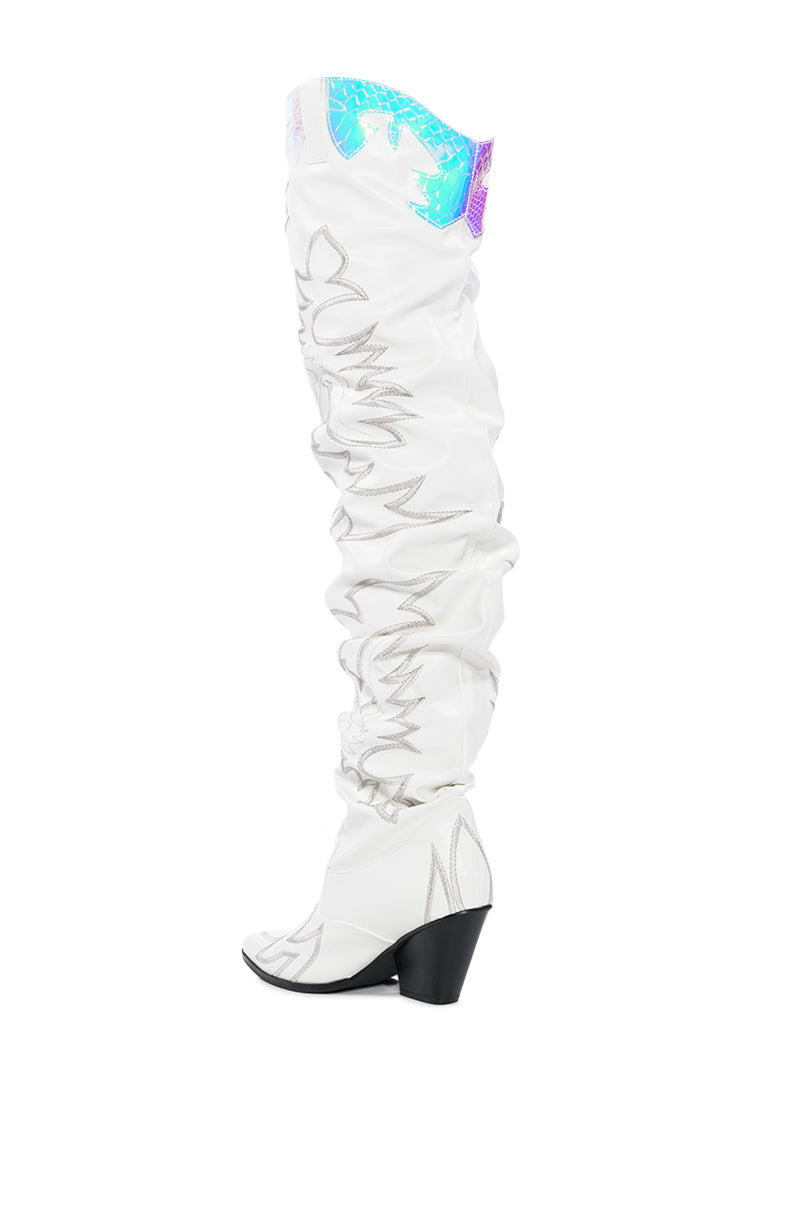 KELSEY OVER THE KNEE WESTERN BOOT IN WHITE