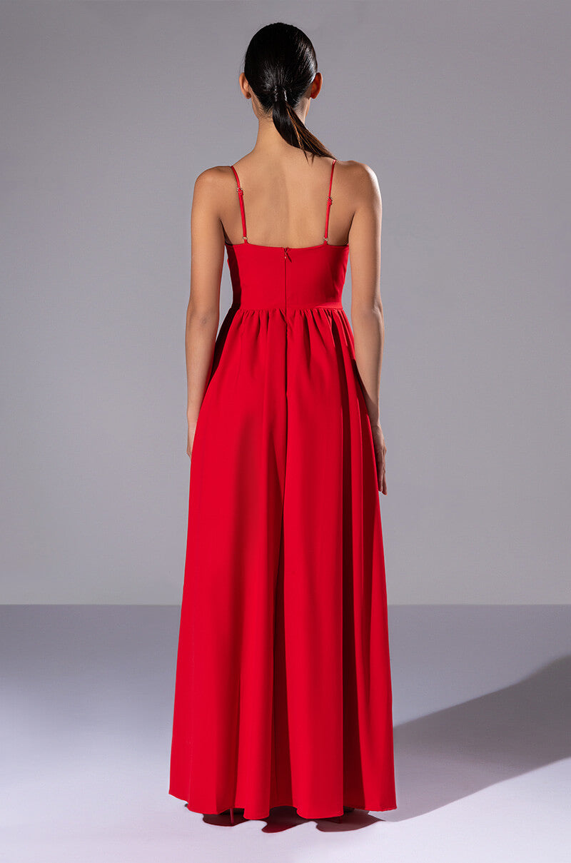 LA FLOR MAXI 3D ROSE DRESS WITH SLIT