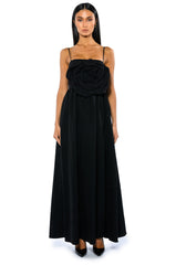 LA FLOR MAXI 3D ROSE DRESS WITH SLIT