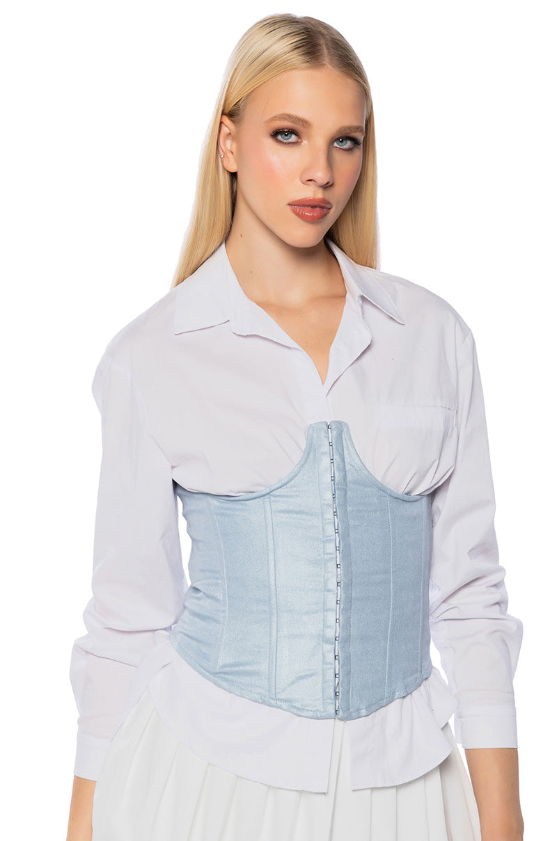 LADY LUCK COATED DENIM UNDERBUST CORSET