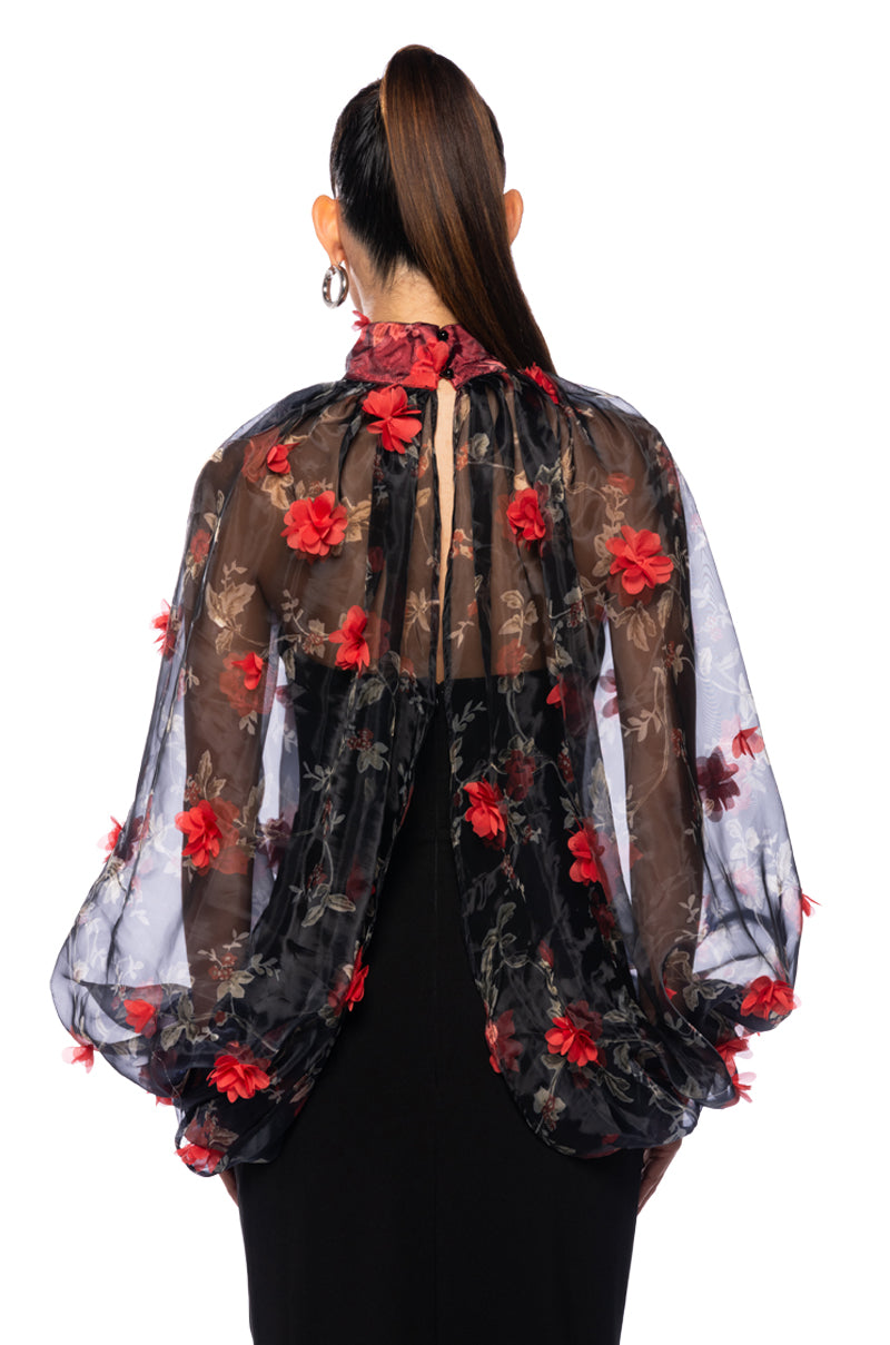 LENNON VOLUME SLEEVE FLORAL BLOUSE