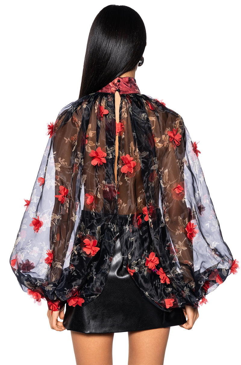 LENNON VOLUME SLEEVE FLORAL BLOUSE
