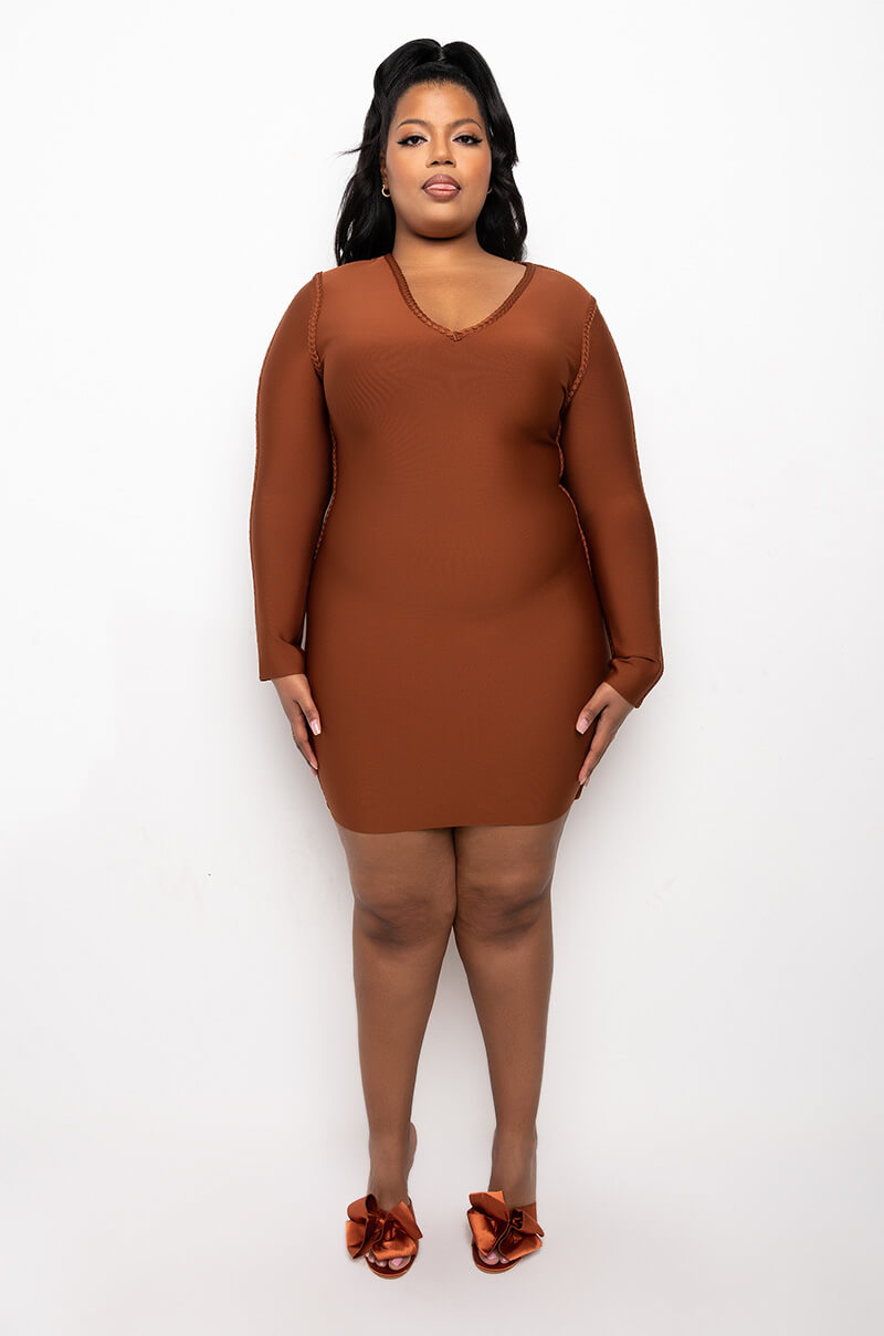 LET'S GET AWAY LONG SLEEVE BANDAGE MINI DRESS