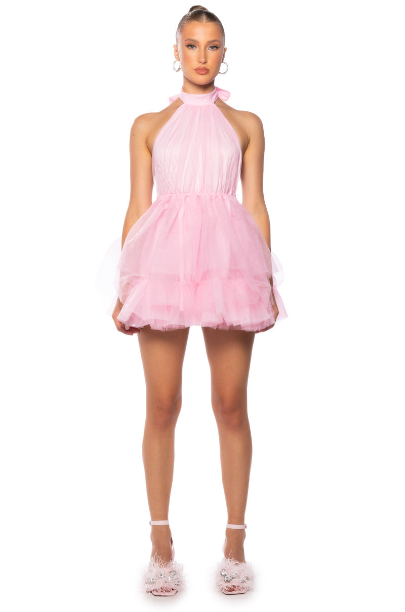 LIKE ITS NOTHING HALTER MINI DRESS