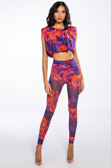 LILA MESH PATTERNED TOP AND LEGGING SET