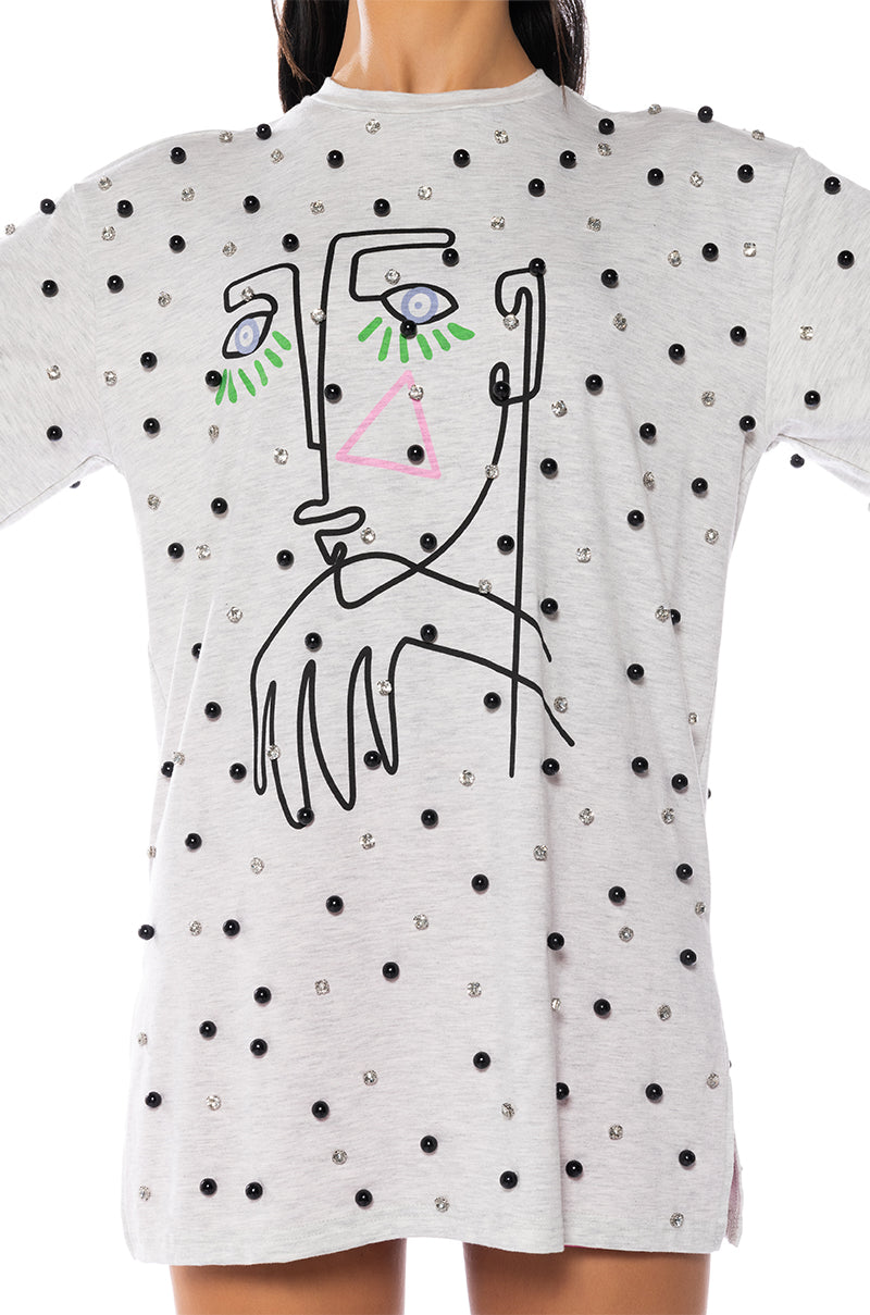 LIVING ART EMBELLISHED OVERSIZED T SHIRT