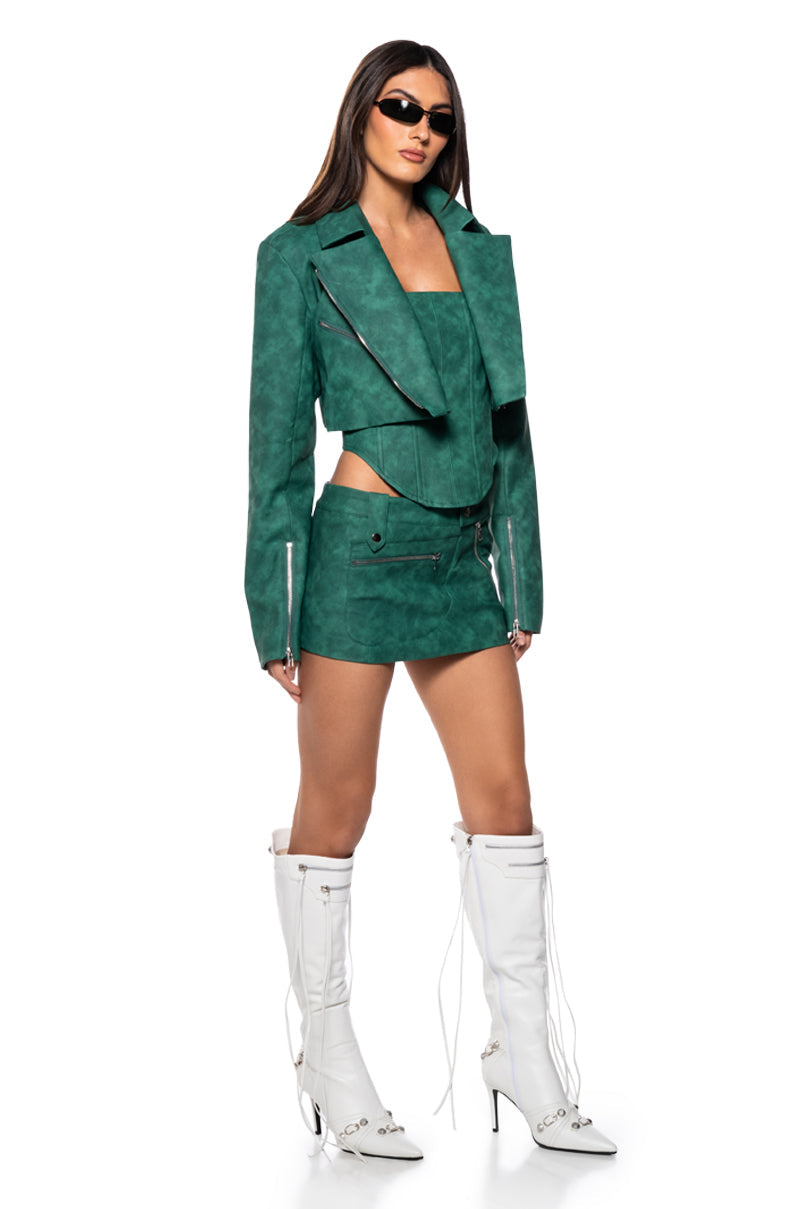 LUCKY ME MOTO FAUX LEATHER JACKET