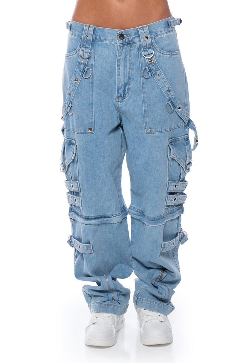 MAKE A MOVE EXTRA WIDE BAGGY CARGO JEANS