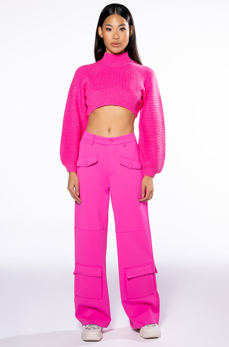 MIRIAM BALLOON SLEEVE CROP SWEATER