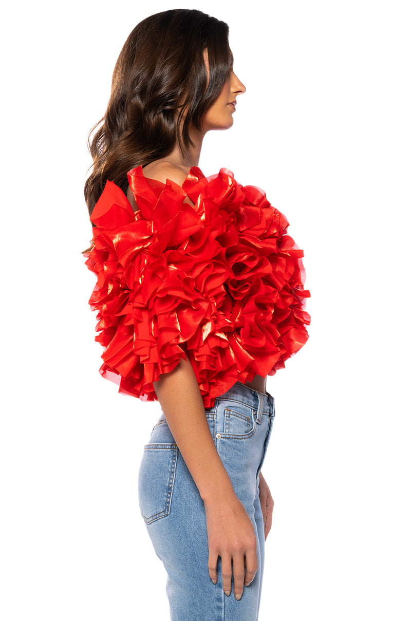 MUST BE DREAMING RUFFLE CROP BLOUSE