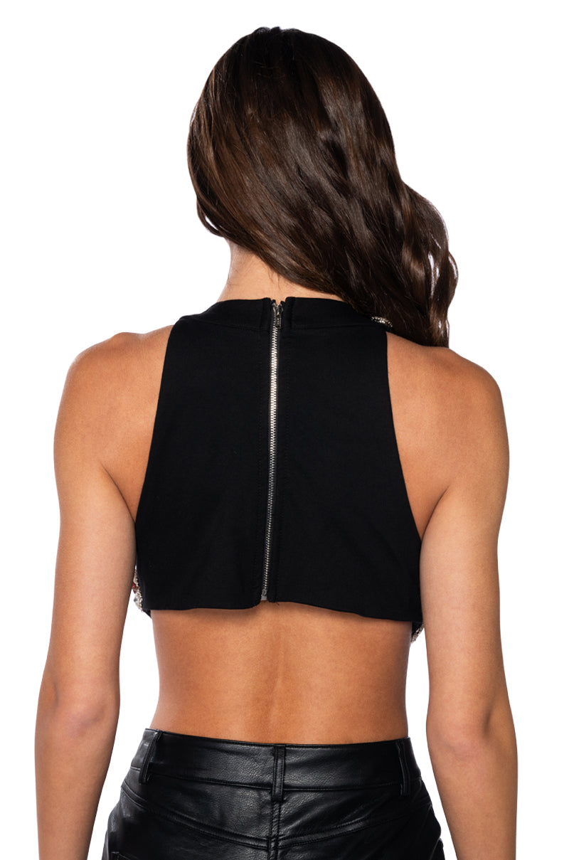 MY OWN JEWELS SLEEVELESS RHINESTONE TOP