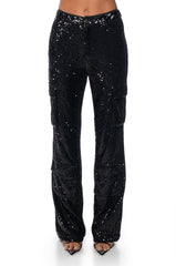 NIGHT OF NIGHTS SEQUIN CARGO PANT