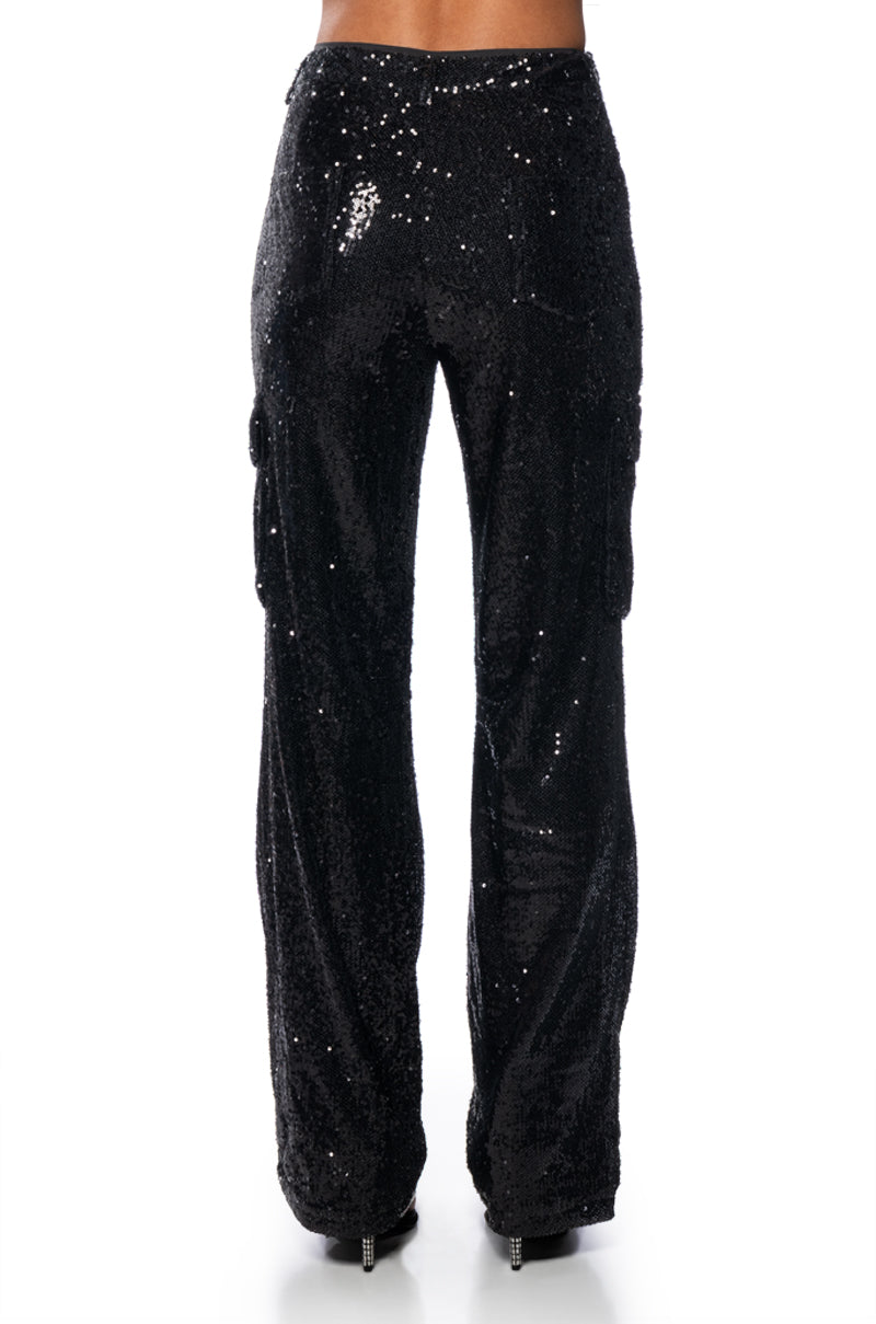 NIGHT OF NIGHTS SEQUIN CARGO PANT