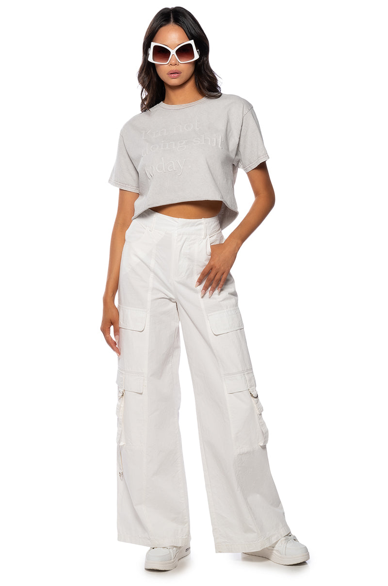 NOTHING TODAY EMBROIDERED CROP TOP