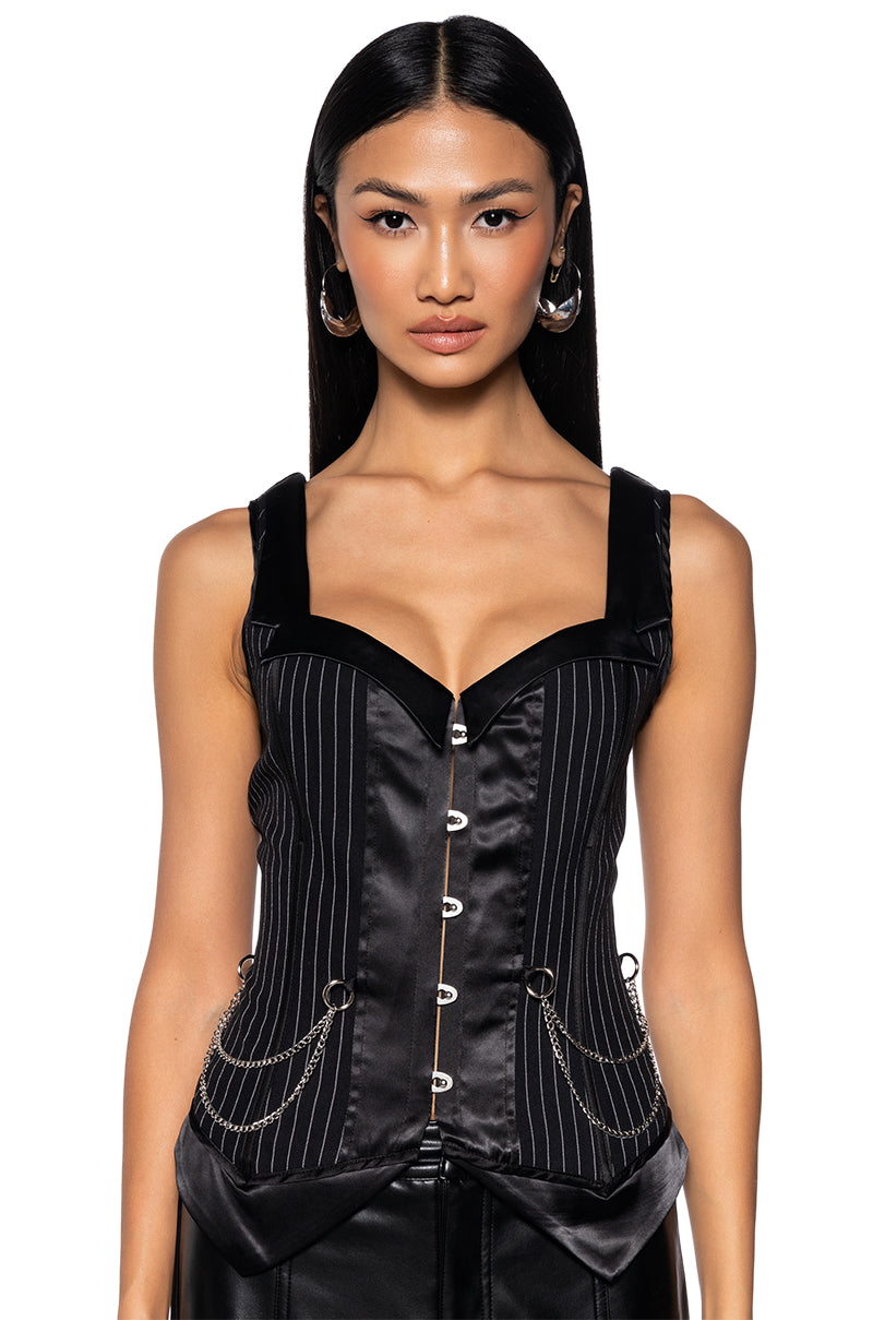 ON MY WAY PINSTRIPE CORSET