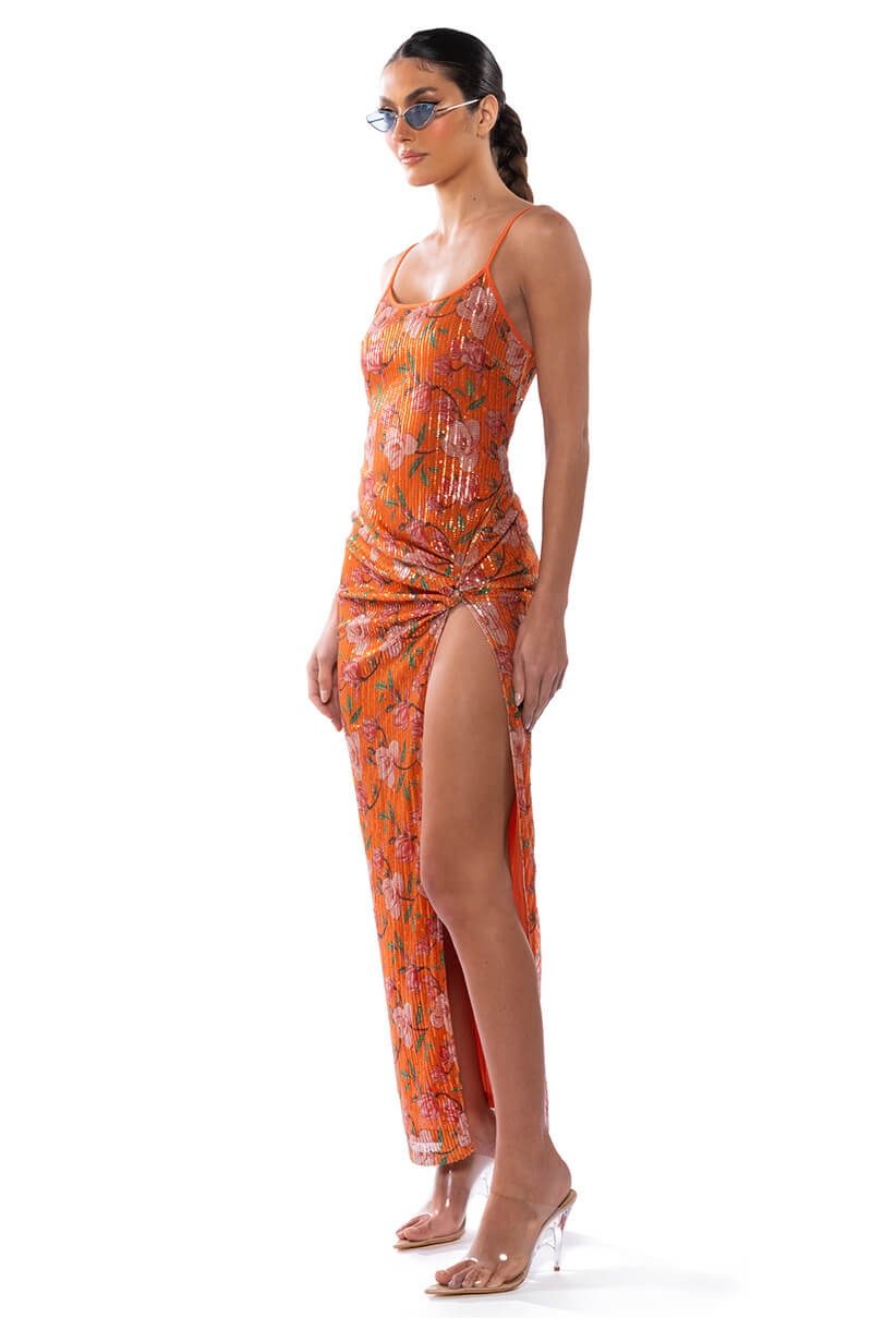 ONE STEP CLOSER SEQUIN COVERED MAXI DRESS