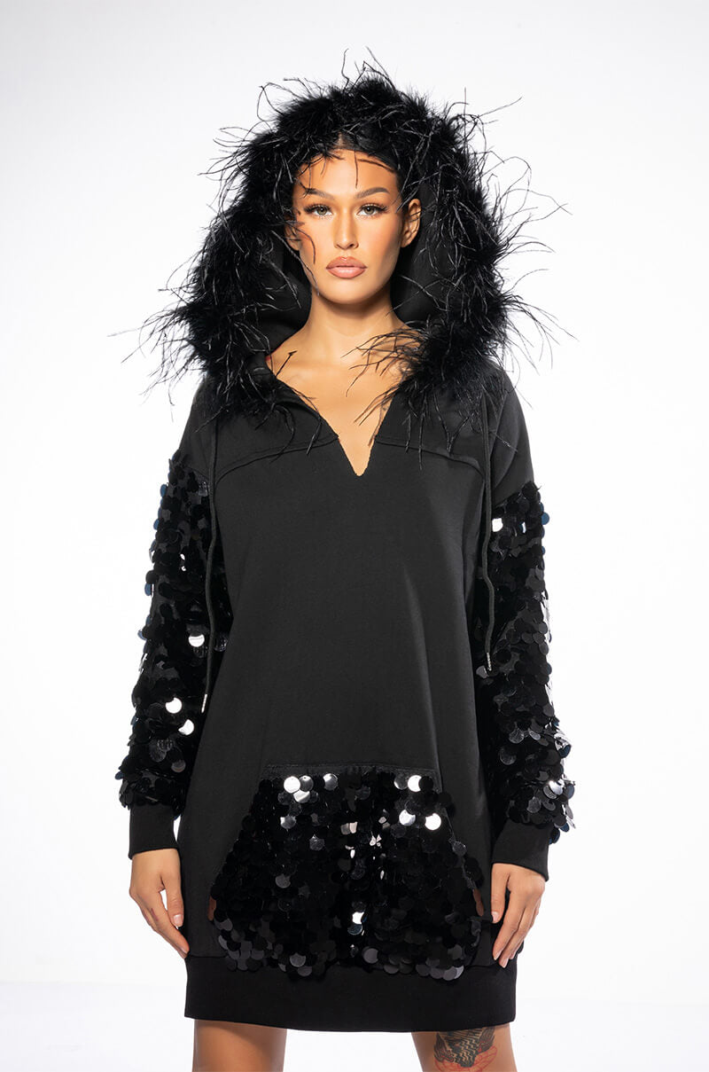 OVER THE TOP HOODED DRESS