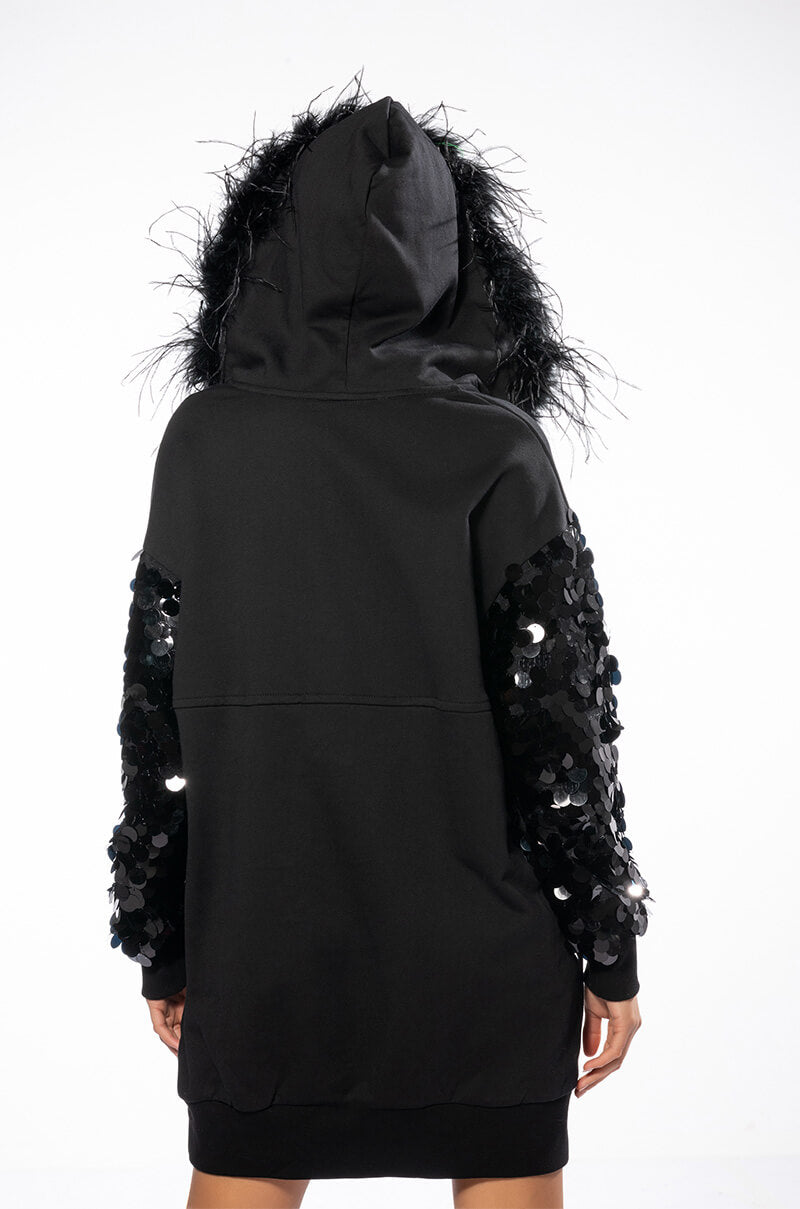 OVER THE TOP HOODED DRESS