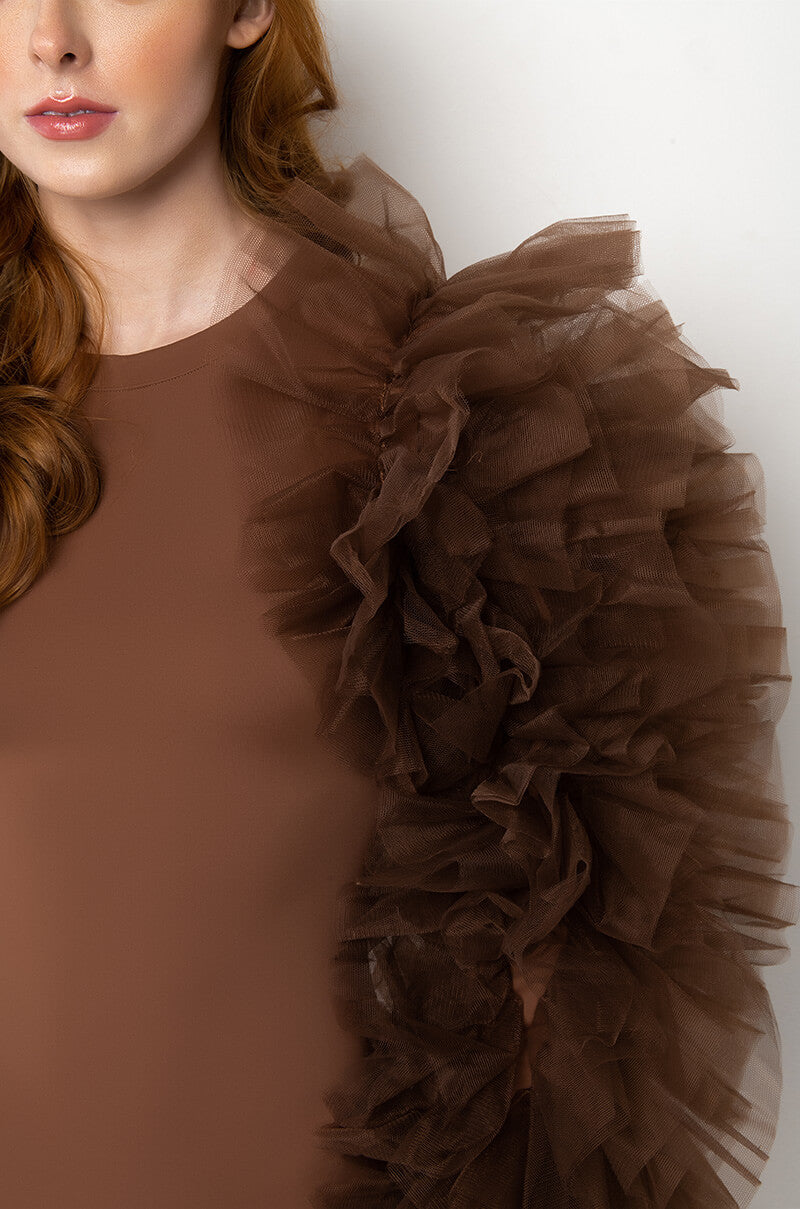 ON MY SHIT TULLE SLEEVE MINI DRESS