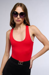 PAXTON SCOOP NECK BODYSUIT IN RED