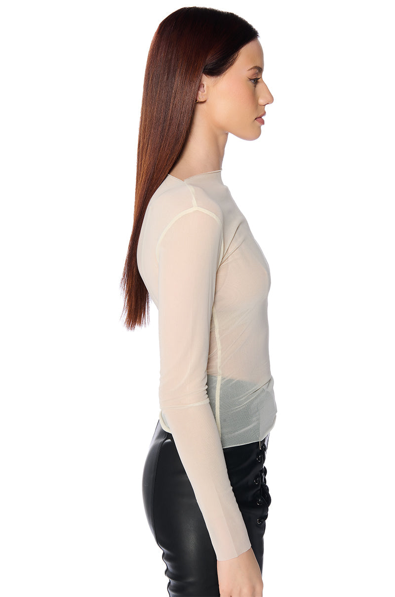 PAXTON TWO PACK RAW HEM LONG SLEEVE MESH TEES IN BLACK AND CREAM