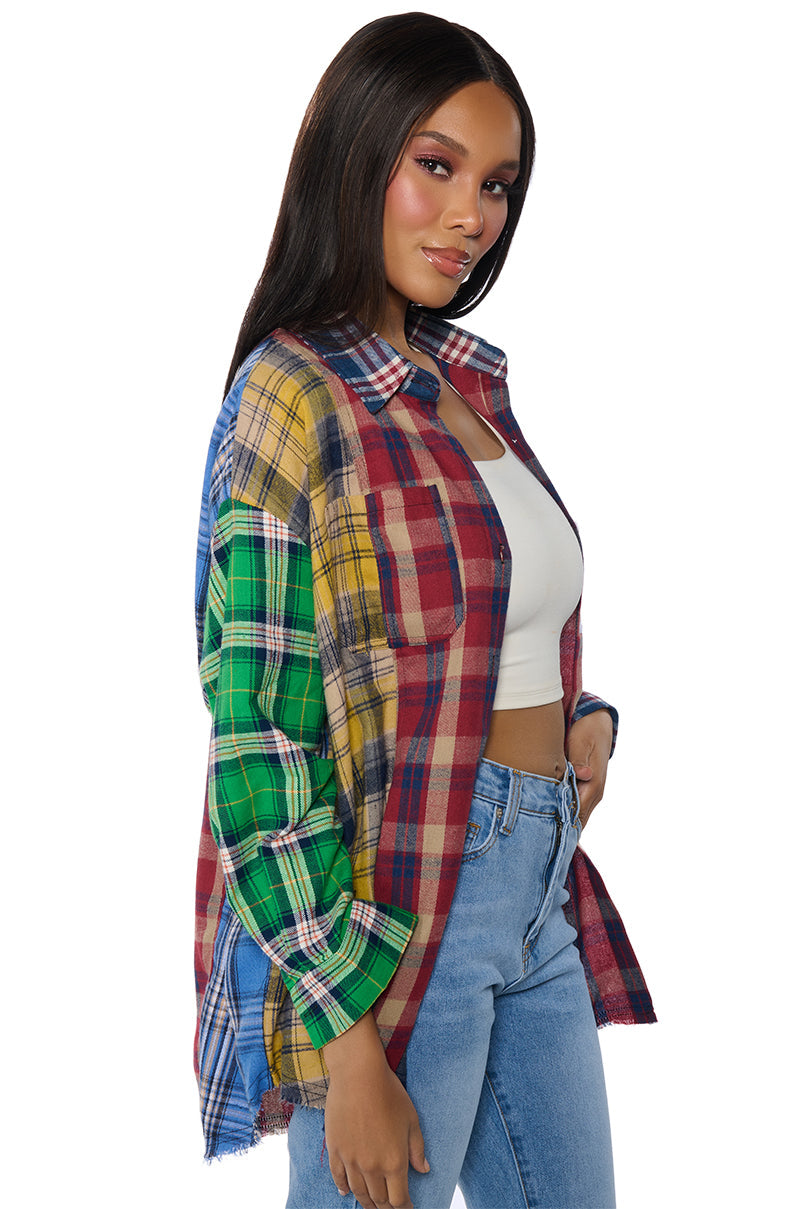 PIECE IT TOGETHER PLAID BUTTONDOWN