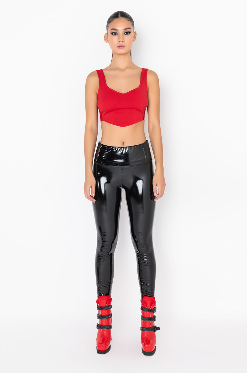 PRETTY FACE SMALL WAIST ROUCHED CROP TANK