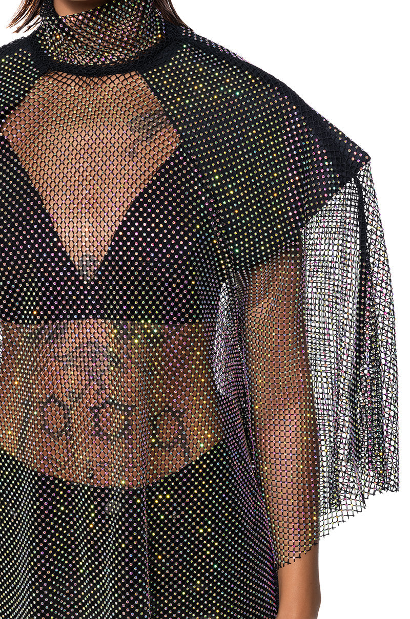 QUEEN OF THEM ALL EMBELLISHED MOCK NECK BLOUSE